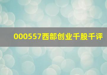 000557西部创业千股千评