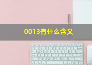 0013有什么含义