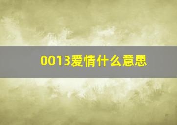 0013爱情什么意思