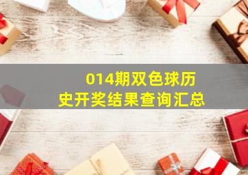 014期双色球历史开奖结果查询汇总