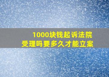 1000块钱起诉法院受理吗要多久才能立案