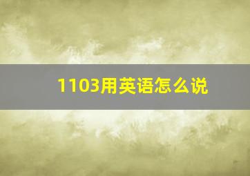 1103用英语怎么说