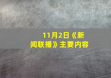 11月2日《新闻联播》主要内容