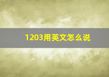 1203用英文怎么说