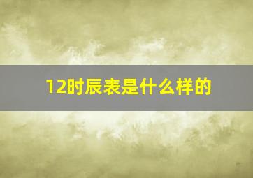 12时辰表是什么样的