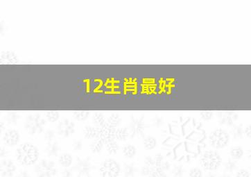 12生肖最好