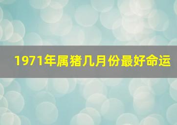 1971年属猪几月份最好命运