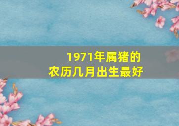 1971年属猪的农历几月出生最好