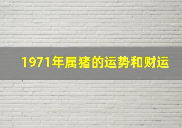 1971年属猪的运势和财运