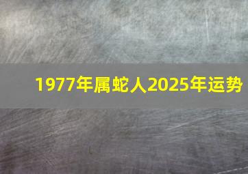 1977年属蛇人2025年运势