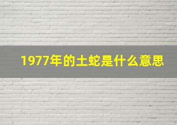 1977年的土蛇是什么意思