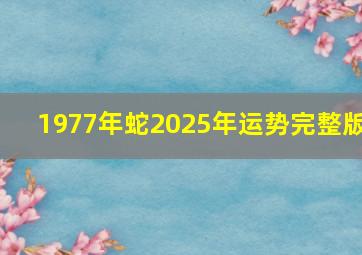 1977年蛇2025年运势完整版