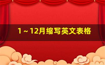 1～12月缩写英文表格