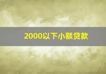 2000以下小额贷款