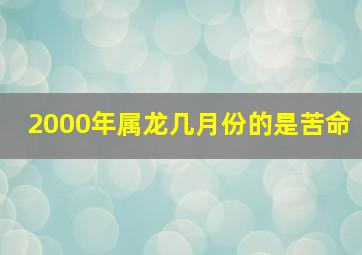 2000年属龙几月份的是苦命