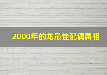 2000年的龙最佳配偶属相