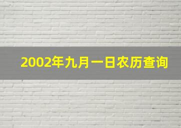 2002年九月一日农历查询