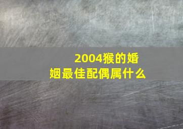 2004猴的婚姻最佳配偶属什么