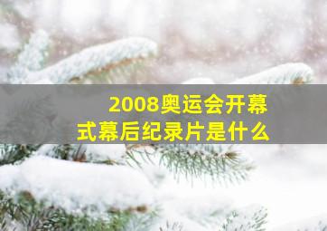 2008奥运会开幕式幕后纪录片是什么