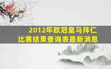 2012年欧冠皇马拜仁比赛结果查询表最新消息