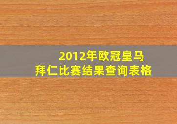 2012年欧冠皇马拜仁比赛结果查询表格