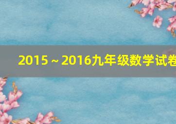 2015～2016九年级数学试卷