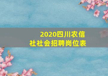 2020四川农信社社会招聘岗位表