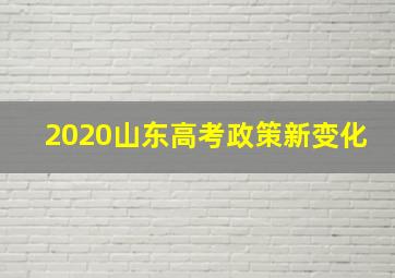 2020山东高考政策新变化