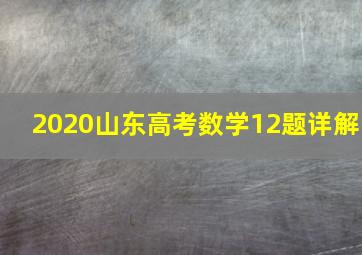 2020山东高考数学12题详解