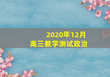 2020年12月高三教学测试政治