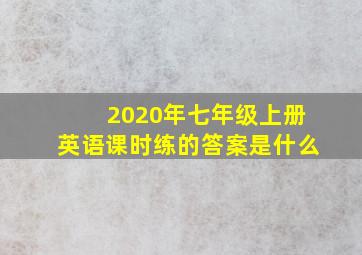 2020年七年级上册英语课时练的答案是什么