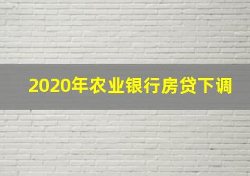 2020年农业银行房贷下调