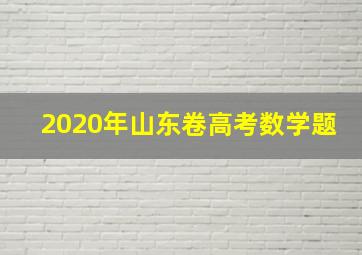 2020年山东卷高考数学题