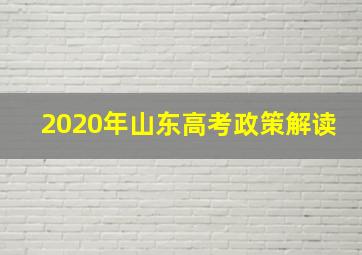 2020年山东高考政策解读