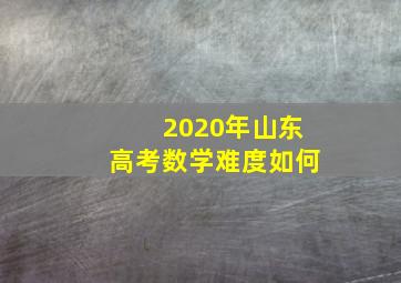 2020年山东高考数学难度如何