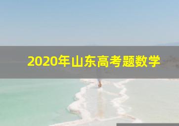 2020年山东高考题数学