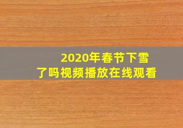 2020年春节下雪了吗视频播放在线观看