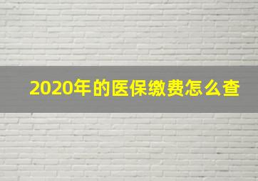 2020年的医保缴费怎么查