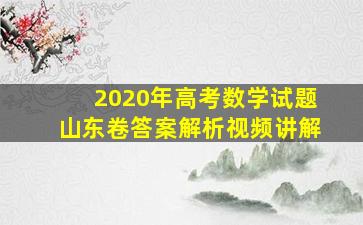 2020年高考数学试题山东卷答案解析视频讲解