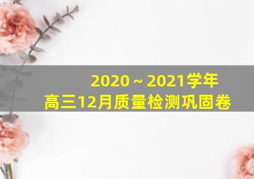 2020～2021学年高三12月质量检测巩固卷