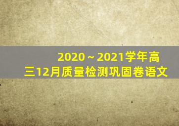 2020～2021学年高三12月质量检测巩固卷语文