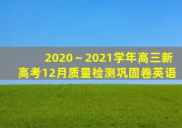 2020～2021学年高三新高考12月质量检测巩固卷英语