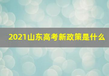 2021山东高考新政策是什么