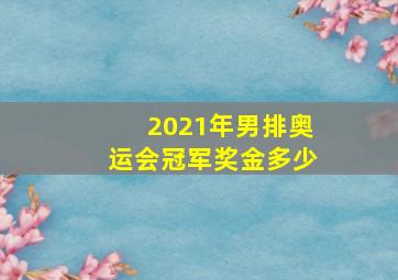 2021年男排奥运会冠军奖金多少