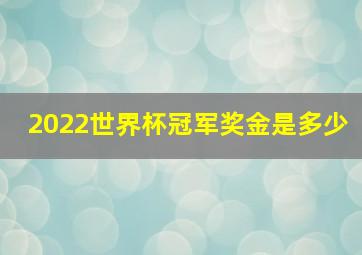 2022世界杯冠军奖金是多少