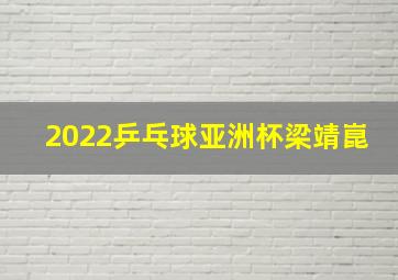 2022乒乓球亚洲杯梁靖崑