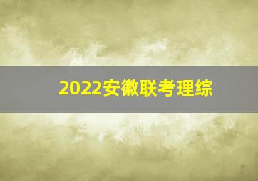 2022安徽联考理综