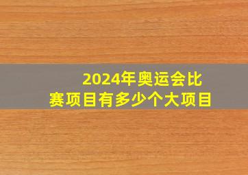 2024年奥运会比赛项目有多少个大项目