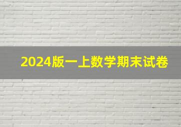 2024版一上数学期末试卷