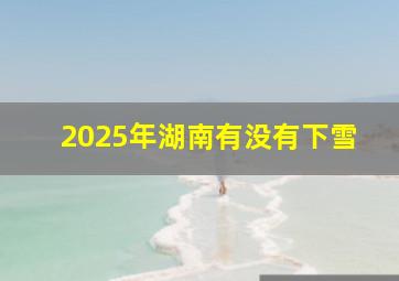 2025年湖南有没有下雪